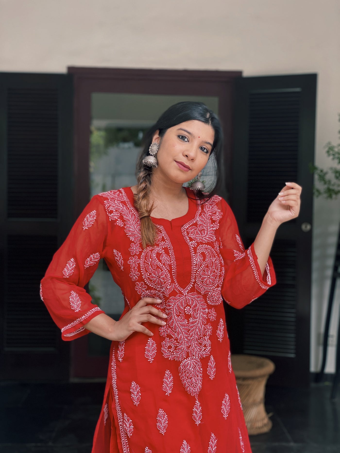 Buy online Ada Hand-embroidered Red Chikankari Kurti from Kurta Kurtis for  Women by Ada for ₹999 at 0% off | 2024 Limeroad.com